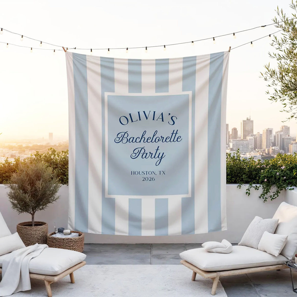 Personalized Striped Bachelorette Banner
