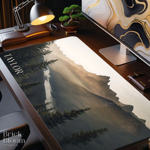 Summit Glow Desk Mat | Personalized Mountain Range Mouse Pad