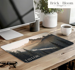 Summit Glow Desk Mat | Personalized Mountain Range Mouse Pad