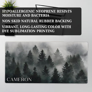 Misty Pines Desk Mat | Personalized Forest Mouse Pad