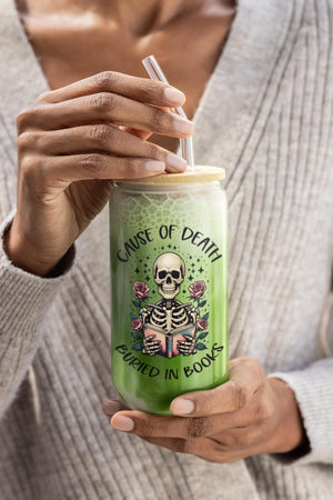 Buried in Books Skeleton Tumbler
