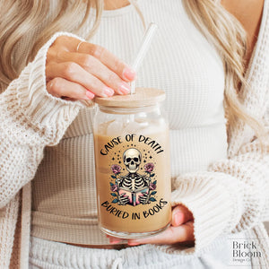 Buried in Books Skeleton Tumbler