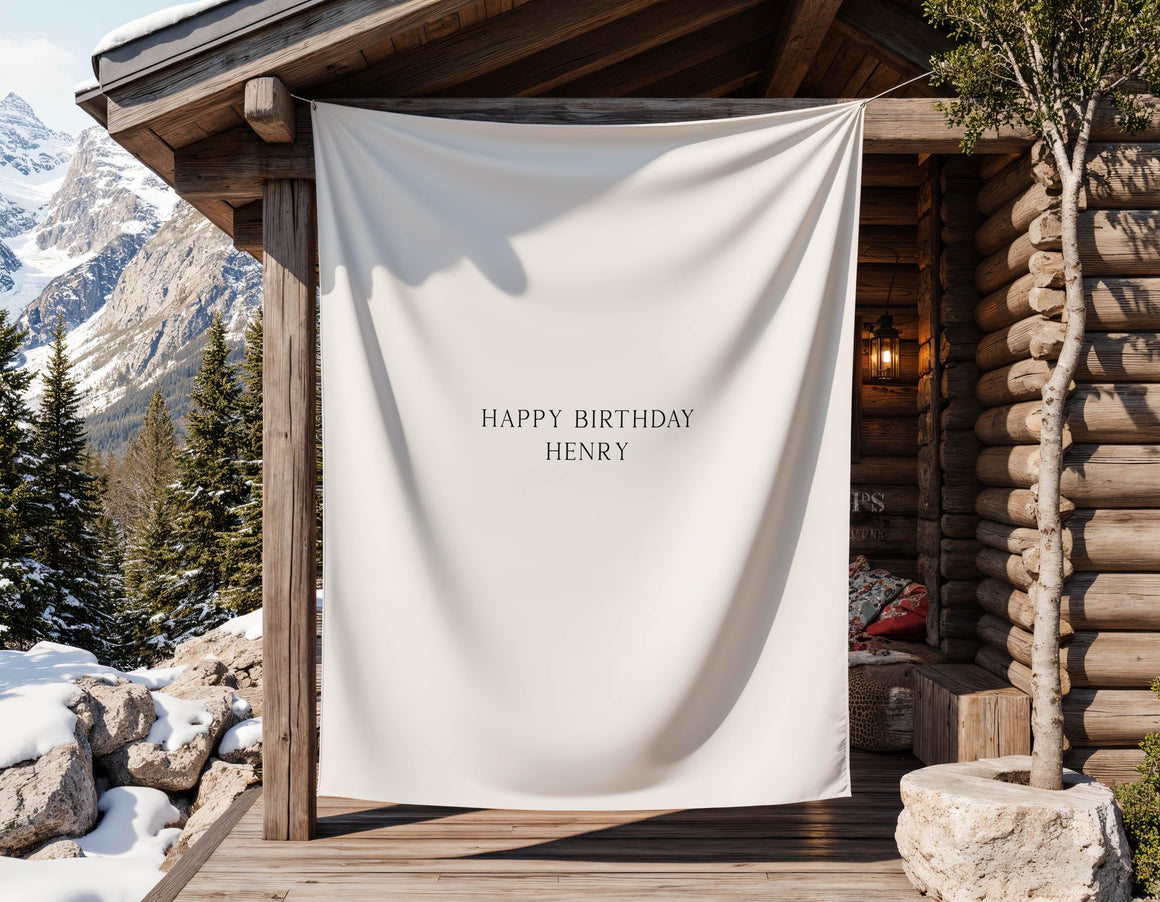 Minimal Birthday Name Banner styled for a birthday party
