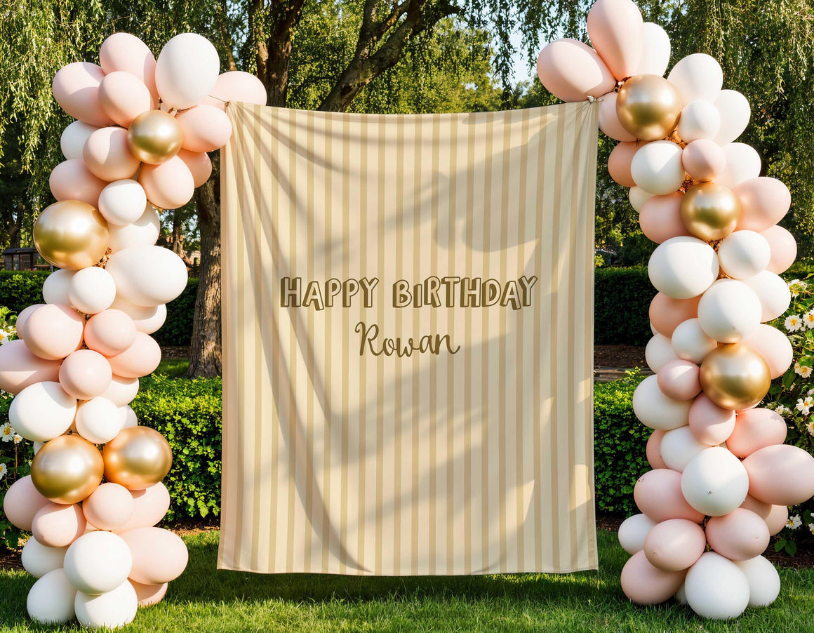 Striped Birthday Banner styled for a birthday party