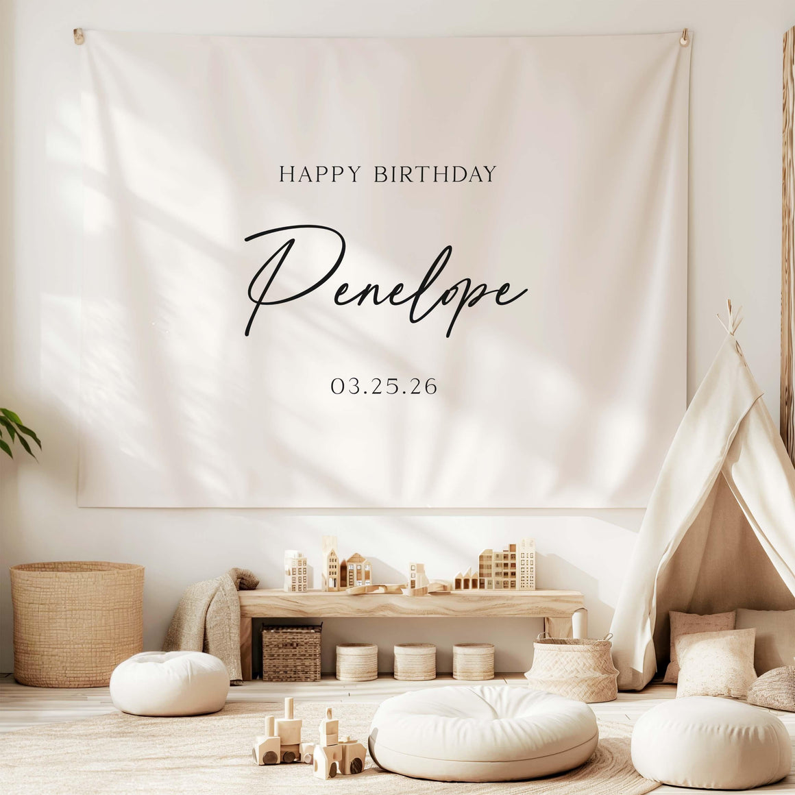 Script Name Birthday Banner styled for a birthday party