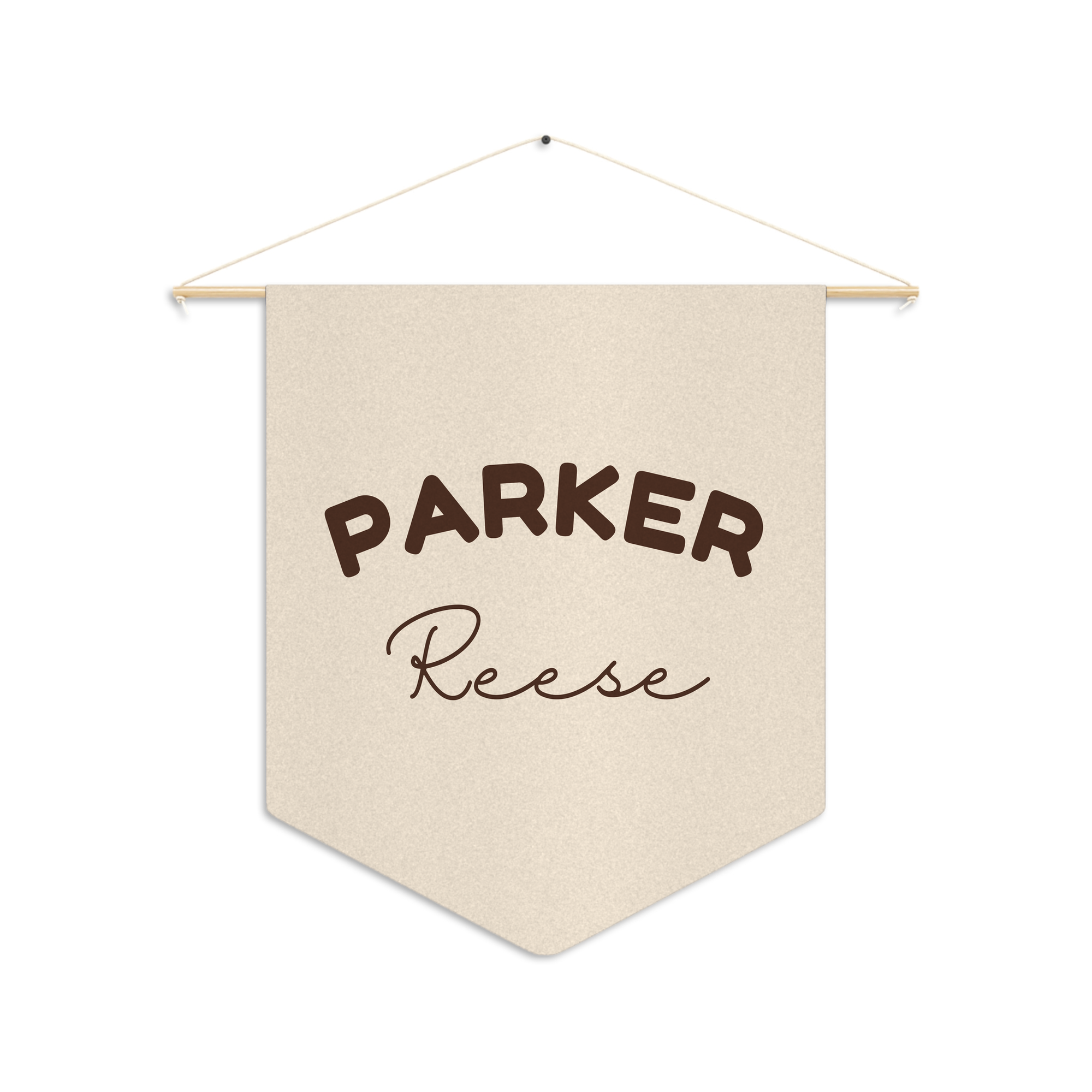Neutral Name Pennant in Linen / Chocolate with Parker Reese