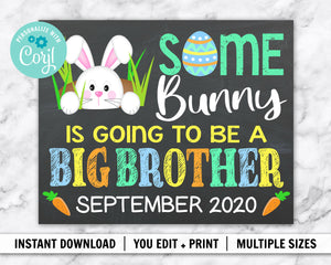 EDITABLE Some Bunny Big Brother Easter Pregnancy Announcement | INSTANT DOWNLOAD | Corjl Template | Baby Announcement Chalkboard Sign